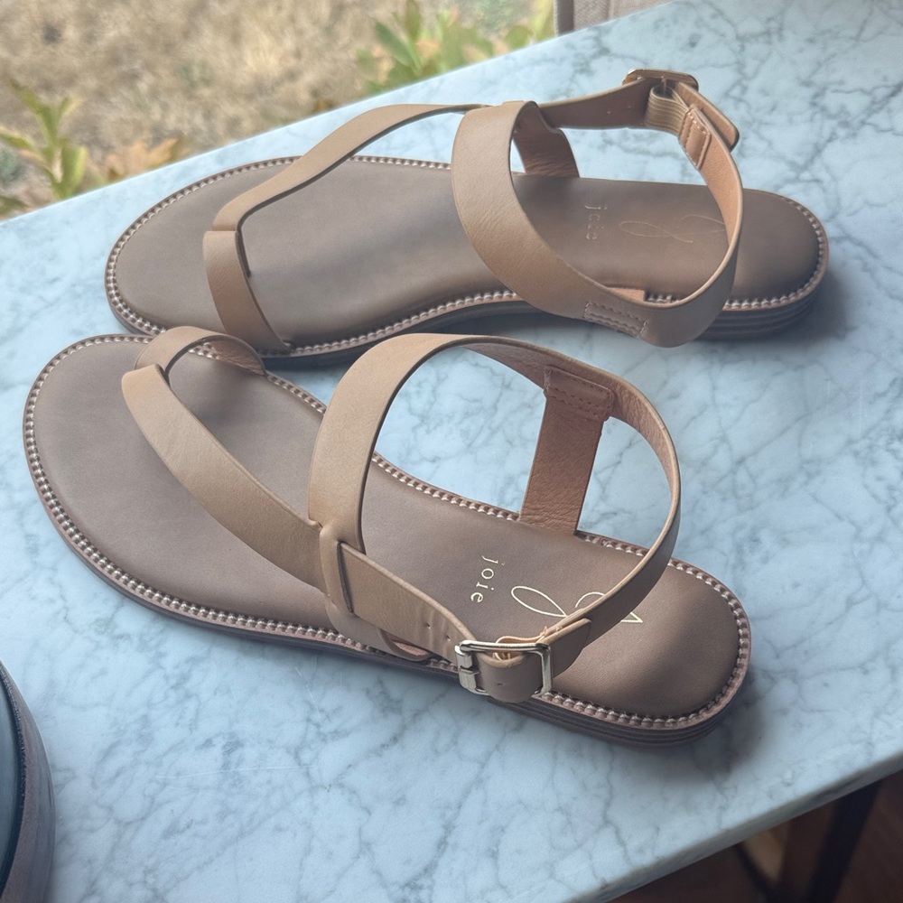 Joie Beige Leather Sandals